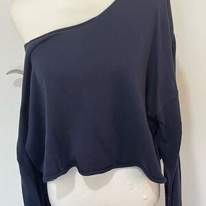 Brandy Melville Navy Off-Shoulder Sweatshirt